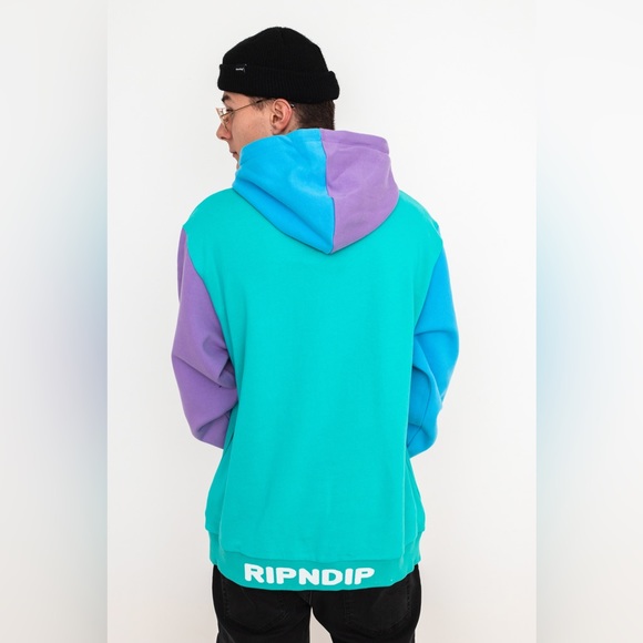 RIPNDIP Buddy System Color Block Hoodie Cat & Alien - Picture 2 of 16